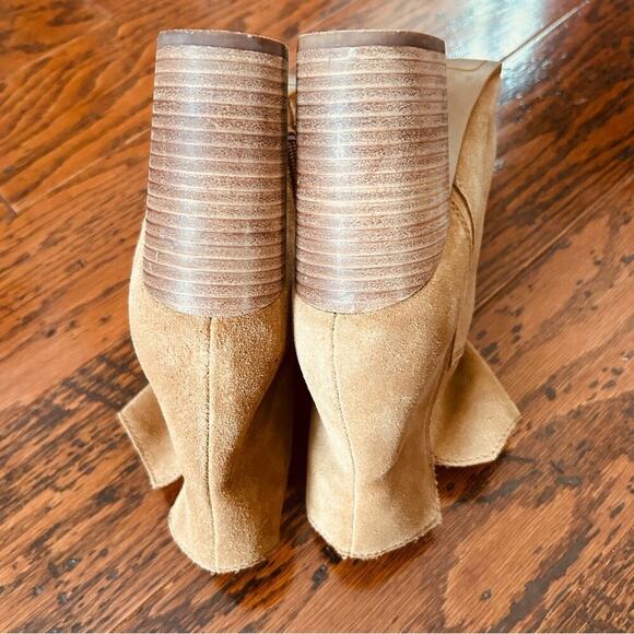 Nine West KeKe Suede Leather Block Heel Boots in Tan Sz US 10 - Picture 6 of 11